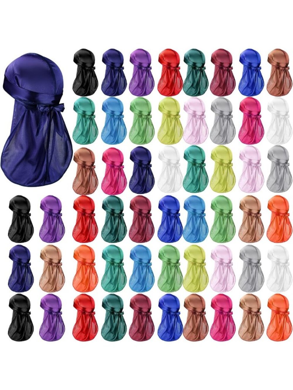 Tarpop 54 Pieces Silk Durags for Men Women 18 Colors Wide Strap Satin Durag Cap